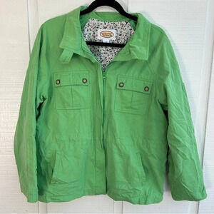 Talbots Green Utility Jacket with Collared Neckline and Lightweight Design